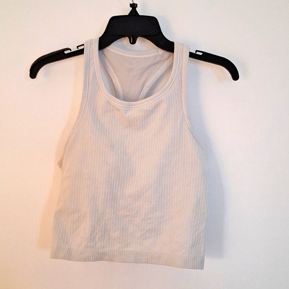 Lululemon White Crop Top built in bra - Picture 1 of 4